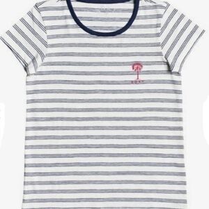 Roxy Blue White Stripe Logo Tee Shirt Size 4